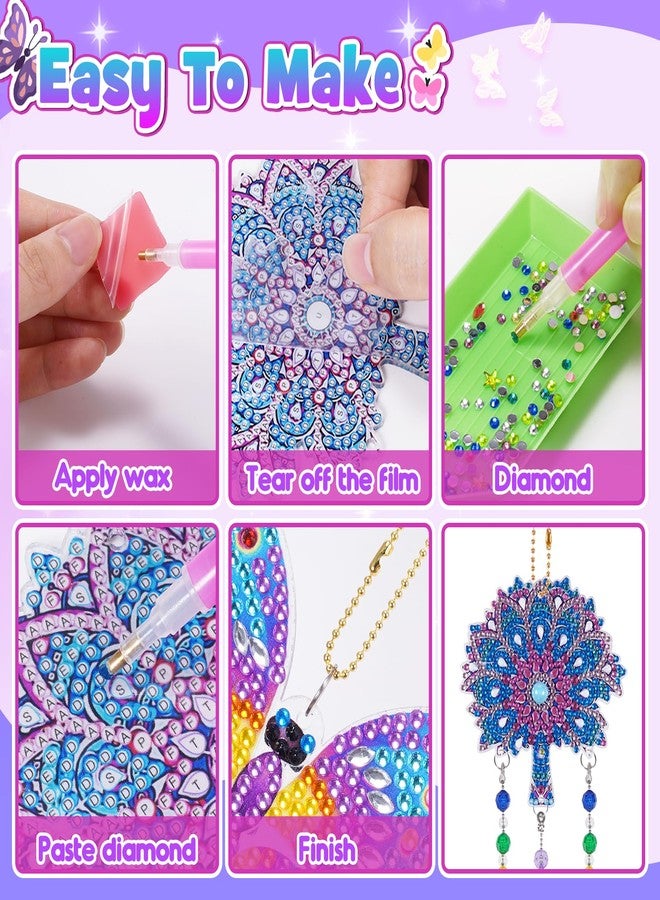 WethCorp Diamond Painting Arts and Crafts for Kids Ages 8-12,Birthday Gifts for 6 7 8 9 10-12 Year Old Girls Diamond Art Kits for Adults Teen Girl Gifts Trendy Stuff Wind Chimes Home Decor (4 PCS) - Image 4
